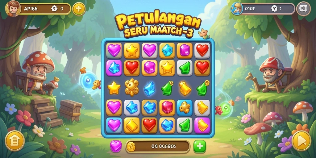 Screenshot gameplay <strong>API66</strong> yang menunjukkan tantangan seru Match-3.
