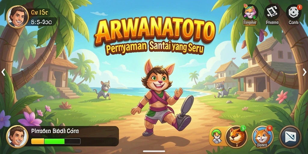 Tampilan gameplay ARWANATOTO yang ceria dan menghibur.