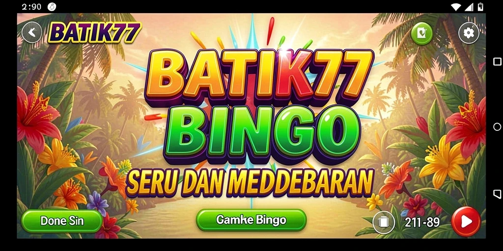 Tampilan utama gameplay Bingo yang menarik di BATIK77.