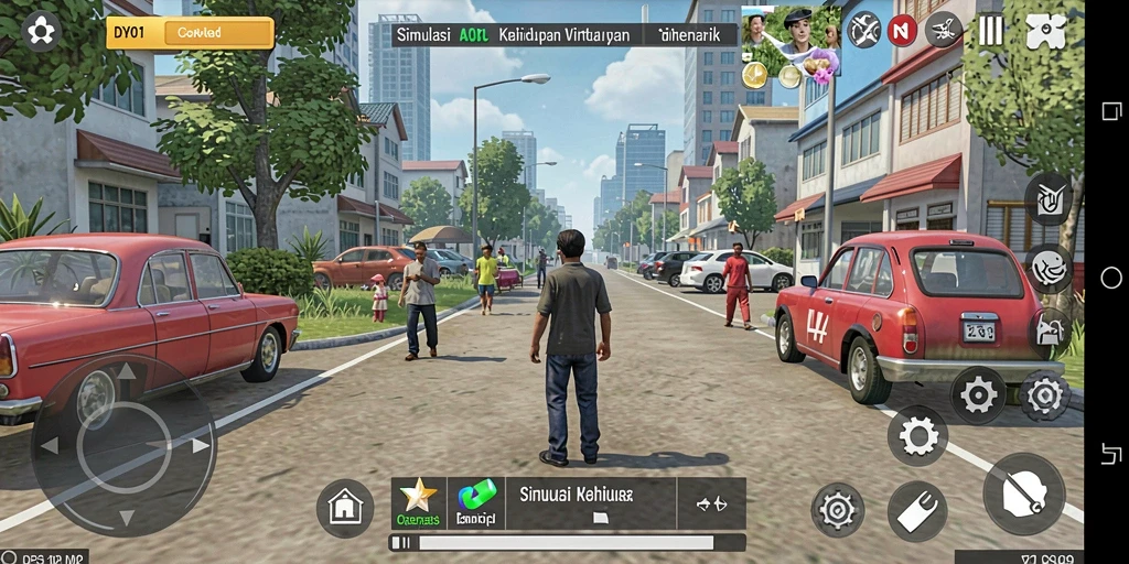 Tampilan gameplay DY01 yang menarik dalam simulasi kehidupan.
