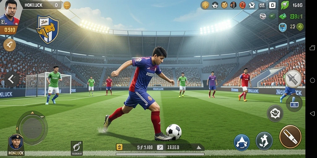 Tampilan gameplay HOKILUCK yang menegangkan saat bertanding di lapangan.