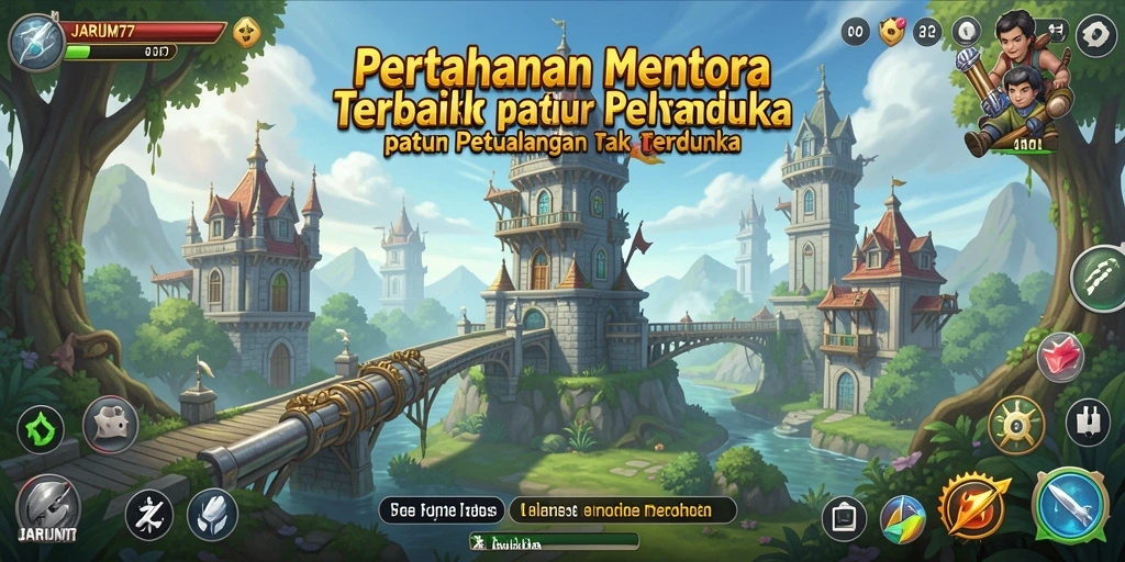 Tampilan bermain game Tower Defense yang seru di JARUM77.