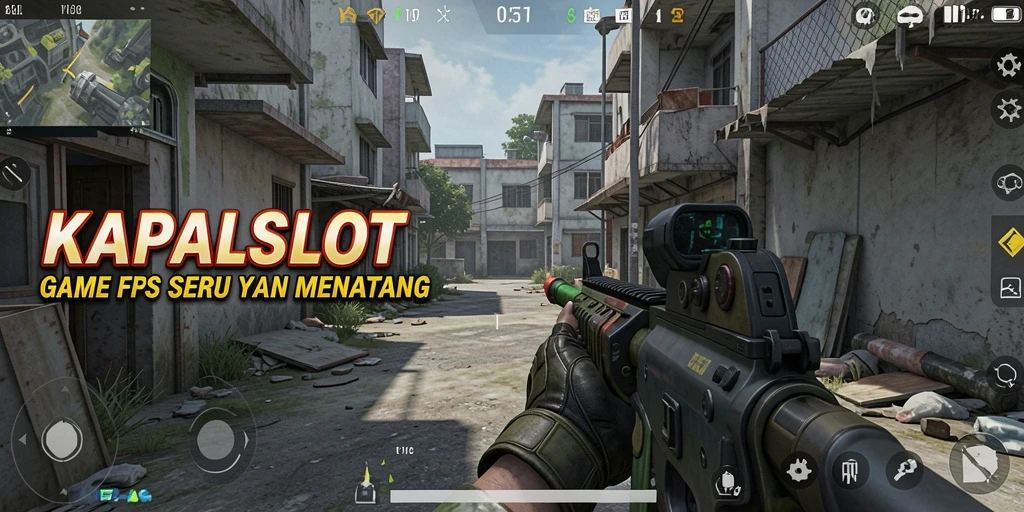 Screenshot KAPALSLOT menunjukkan aksi tembak-menembak yang intens.