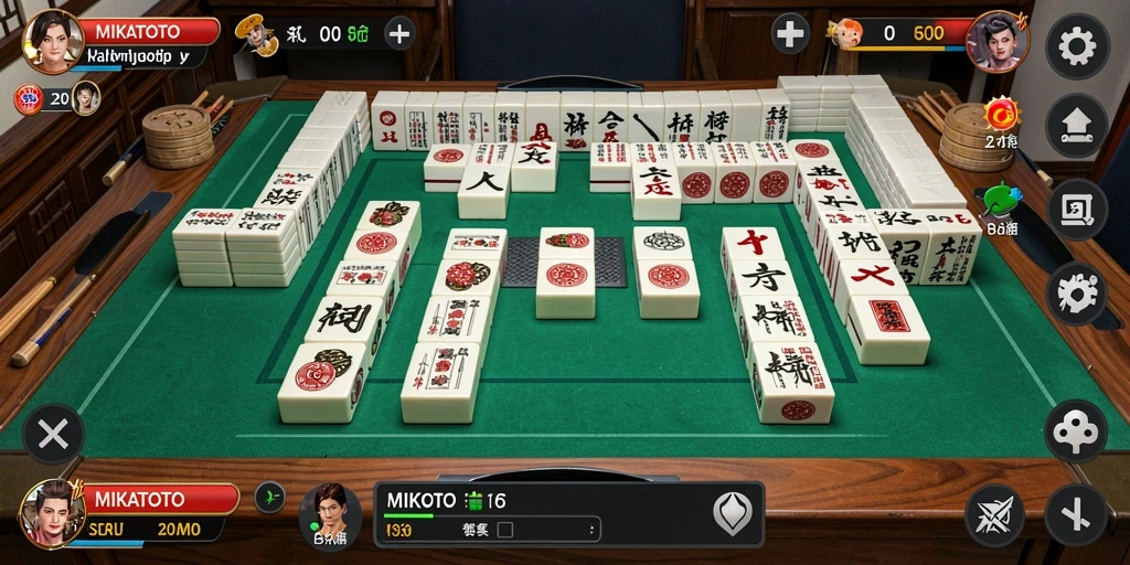 Screenshot gameplay MIKATOTO yang menampilkan papan Mahjong yang menarik.