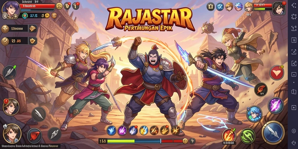Tampilan gameplay menegangkan dari RAJASTAR dengan karakter anime favorit.