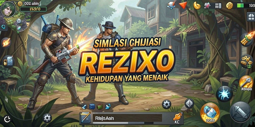 Screenshot REZIXO yang menunjukkan gameplay simulasi kehidupan.